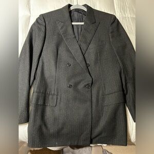 Brioni Roman Style Grey Wool Pinstripe Double Breasted Blazer 40 Sport Coat